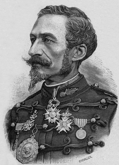 Franse kolonel Charles Ragon de Bange (1833-1914) uitvinder in artillerie, gravure door Artist Unknown