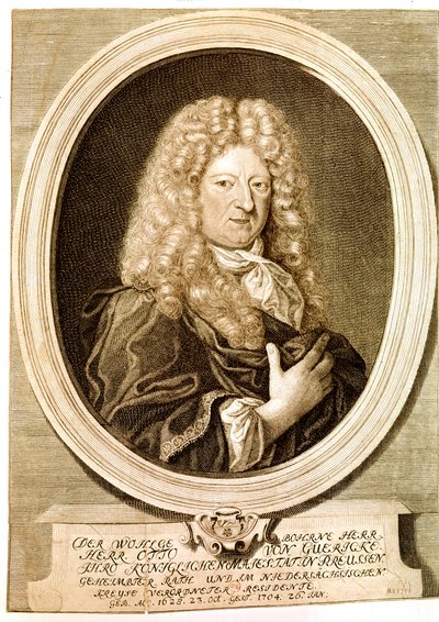 GUERICKE Otto, Duitse wetenschapper, uitvinder, wis- en natuurkundige (ets) door Artist Unknown