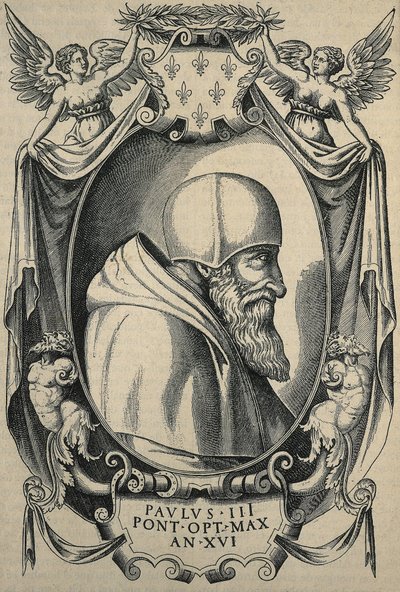 HULSIUS, Levinus (1550-1606). Paul III. eind 16e eeuw. Portret met camauro. door Artist Unknown