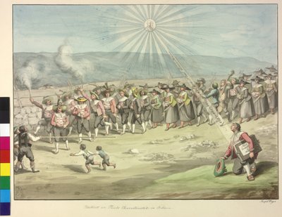 Hulde aan keizer Franz I door de Tirolers door Artist Unknown