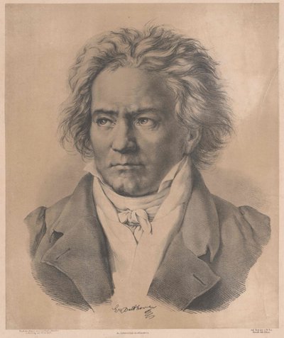 Ludwig van Beethoven (print) door Artist Unknown