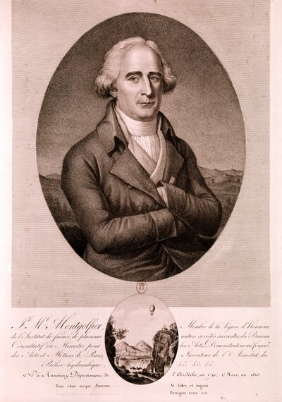 MONTGOLFIER Joseph Michel, luchtvaartpionier (ets) door Artist Unknown