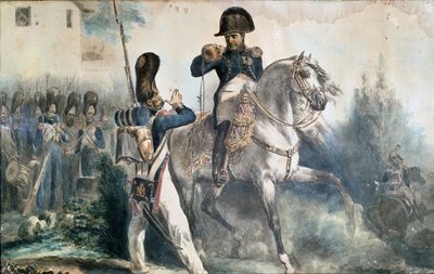 Napoleon I Bonaparte: "Na u, Sire" (gekleurde afdruk) door Artist Unknown