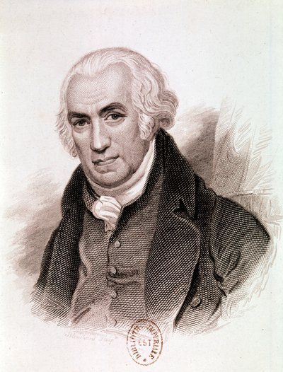 Portret van James Watt, Schotse uitvinder, werktuigbouwkundig ingenieur en scheikundige (ets) door Artist Unknown