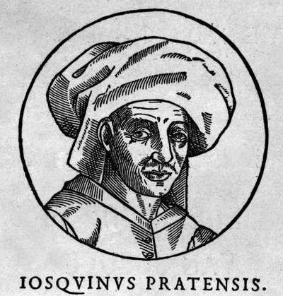 Portrait of Josquin des Pres (Josquin Desprez, Jodocus Pratensis, o Jodocus da Prato) (1440-1521).xylographie. door Artist Unknown