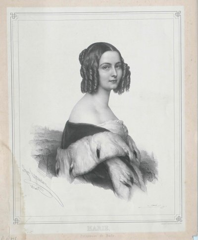 Prinses van Baden Marie (afdruk) door Artist Unknown