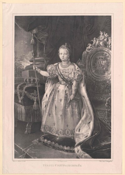 Koningin van Spanje Isabella II door Artist Unknown