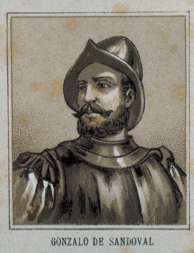 Gonzalo de Sandoval (1497-1527). Spaanse conquistador in Nieuw-Spanje (Mexico). Gravure. door Artist Unknown