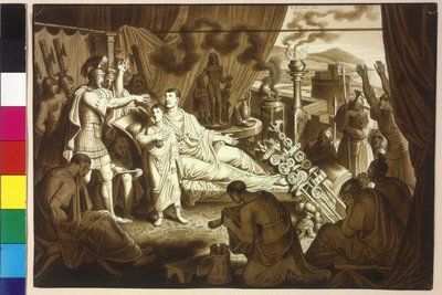 De stervende vrouw keizer Mark Aurel adviseert Pertinax zijn zoon Commodus door Artist Unknown