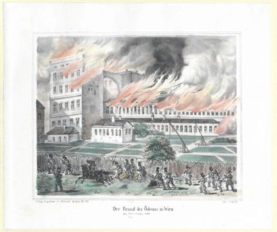 De brandstichter van de Odeon in Wenen op 28 oktober 1848 door Artist Unknown