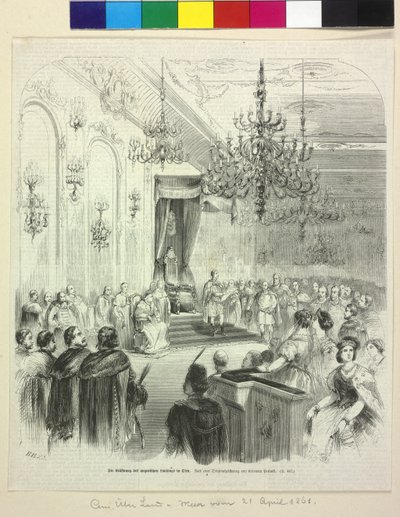 De inauguratie van de Hongaarse Landdag in Buda op 6 april 1861 door graaf George Apponyi door Artist Unknown