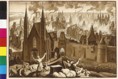 De enorme brand van Wenen tussen koning Ottokar in 1260 door Artist Unknown