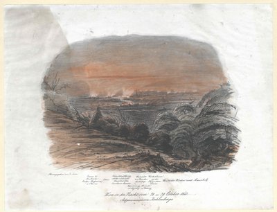 Wenen in de nacht van 28 en 29 oktober 1848. opname vanaf de Kahlenberge (top) door Artist Unknown