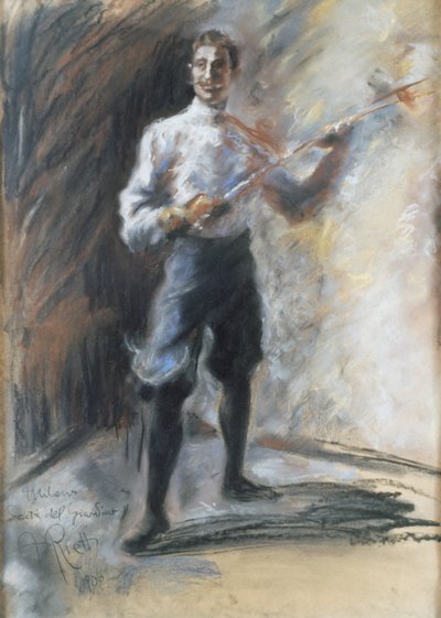 De schermmeester Weisi, door Arturo Rietti, pastel op papier, Italië, 20e eeuw door Arturo Rietti