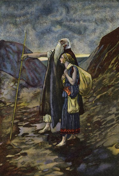 De blinde Oedipus geleid door zijn dochter Antigone door Artus Scheiner