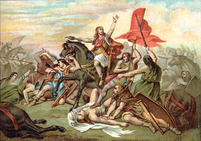 Slag bij Tolbiac (bekering van Clovis) door Ary (after) Scheffer