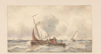 Schepen op zee door Ary Pleijsier (signed by artist)
