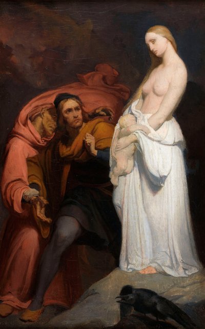 Marguerite houdt haar dode kind vast, ca. 1846 door Ary Scheffer