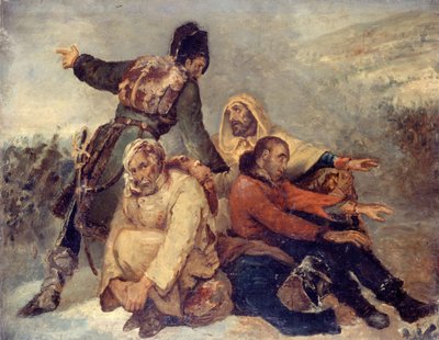 Vier soldaten van het leger op de vlucht door Ary Scheffer