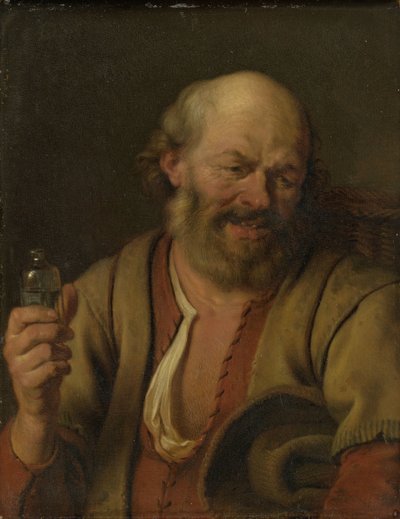 Een man met een jeneverfles door Ary de Vois
