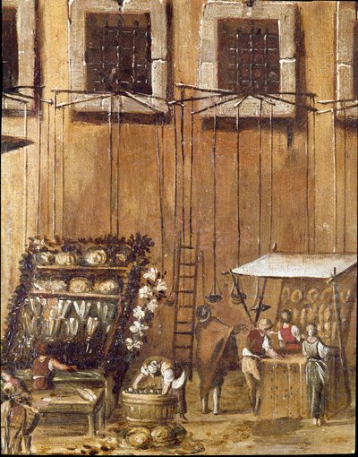 Plein van het hof van de Vicaria in Napels ten tijde van de revolutie van Masaniello (detail) door Ascanio Luciani