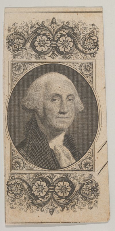Bankbiljetmotief: Portret van George Washington in een decoratief paneel, ca. 1824-37 door Asher Brown Durand.