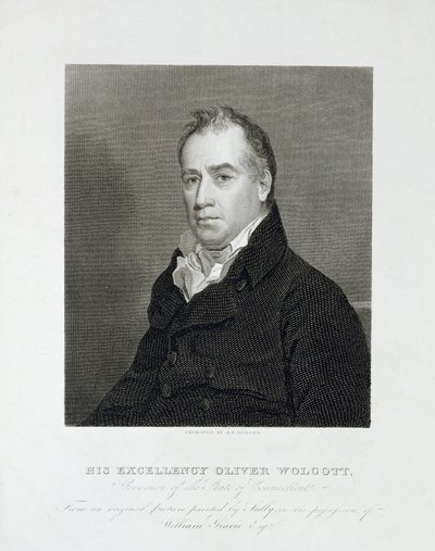 Zijne Excellentie Oliver Wolcott, Gouverneur van de Staat Connecticut, ca. 1820 (lijngravure) door Asher Brown Durand