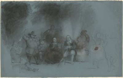 Studie voor "Dans op de batterij in aanwezigheid van Peter Stuyvesant" door Asher Brown Durand