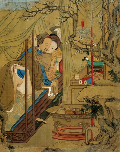 Aziatische kunst: erotische scène door Asian School
