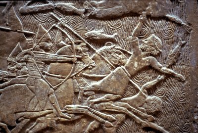 Ashurbanipal bij de Slag om Til-Tuba, 650-620 v.Chr. door Assyrian