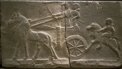 Strijdwagen en ruiter, 8e eeuw v.Chr. door Assyrian