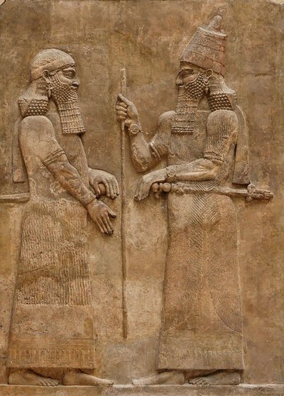 Sargon II en dignitaris (reliëf uit het paleis van koning Sargon) door Assyrian