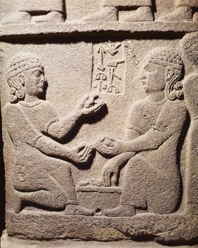 Reliëf met de zoon van koning Araras, uit Carchemish, Turkije, Neo-Hettitisch, 10e-8e eeuw v.Chr. door Assyrian School