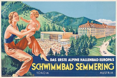Semmering zwembad, 1930s door Atelier Muchsel Fuchs