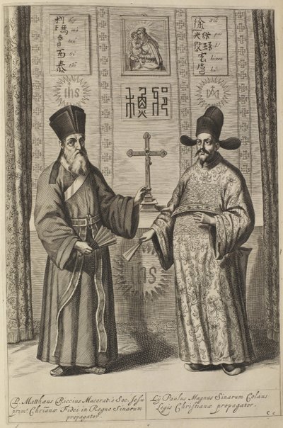 Matteo Ricci en Xu Guangqi. Uit Athanasius Kirchers China Illustrata, 1667 door Athanasius Kircher