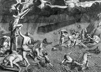 Scène van de zondvloed door Athanasius Kircher