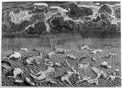 Scène van de Zondvloed door Athanasius Kircher
