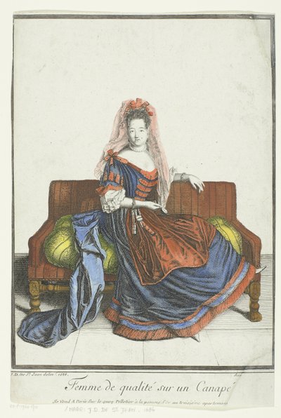 Dame van kwaliteit op een canapé door Aubert and Cie. (possibly)
