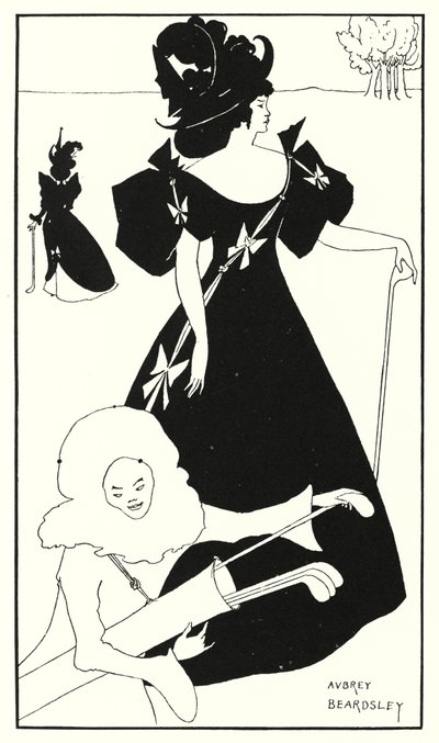 Ontwerp voor een golfkaart (gravure) door Aubrey (after) Beardsley
