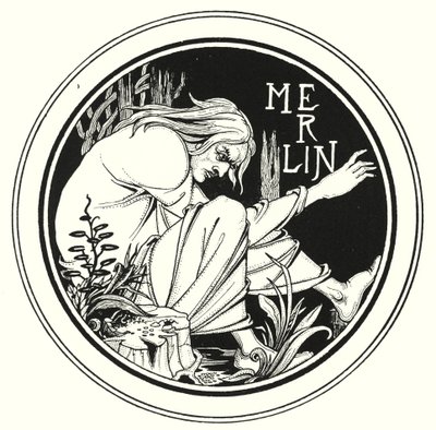 Merlijn (gravure) door Aubrey (after) Beardsley