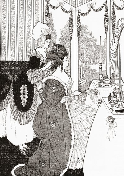 De Toilette na Aubrey Beardsley. Uit Illustrierte Sittengeschichte vom Mittelalter bis zur Gegenwart door Eduard Fuchs, gepubliceerd in 1909. door Aubrey (after) Beardsley