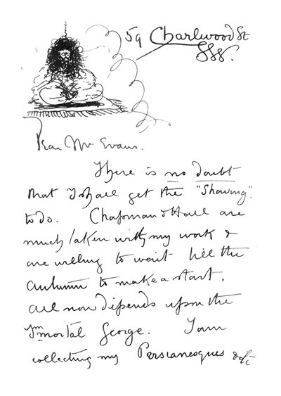 1e pagina van handgeschreven brief aan Frederick Evans, ca. 1893 door Aubrey Beardsley