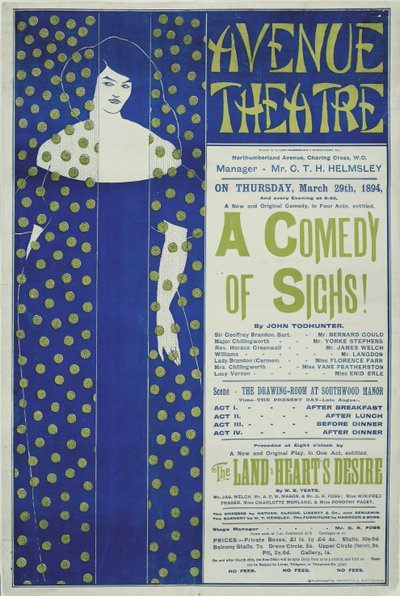 Avenue Theater, Een Komedie van Zuchten! Poster, 1894 door Aubrey Beardsley