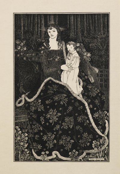 Kerstkaart, uit een boek met vijftig tekeningen door Aubrey Beardsley
