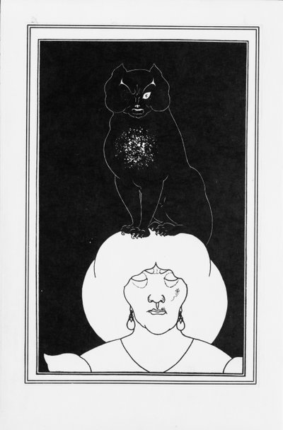 Illustratie voor het verhaal De zwarte kat van Edgar Allan Poe door Aubrey Beardsley