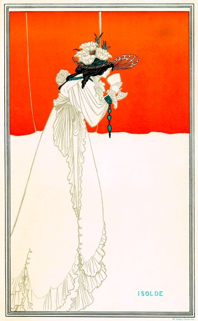 Isolde drinkt de liefdesdrank door Aubrey Beardsley na de opera van Richard Wagner Tristan en Isolde - Arthuriaanse Keltische legende - Art Nouveau - chromolithografie W. Griggs, The door Aubrey Beardsley