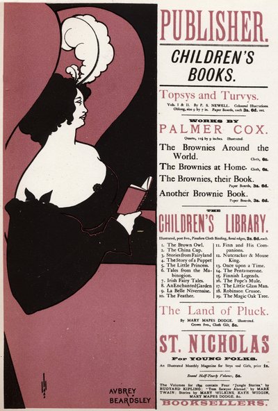Literatuur. Kinderboek. Bibliotheek in Londen, Engeland door Aubrey Beardsley