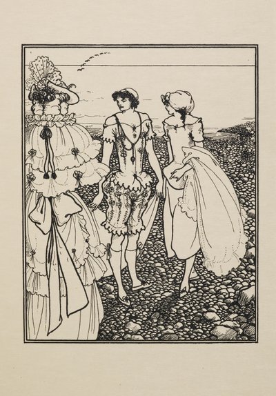 Op het strand van Dieppe (De baders), uit een boek met vijftig tekeningen door Aubrey Beardsley