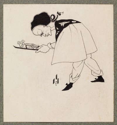 Dienaar die pantoffels draagt door Aubrey Beardsley