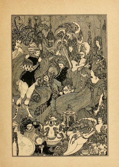 De roof van de lok. Illustratie voor De Grot van Spleen door Alexander Pope door Aubrey Beardsley